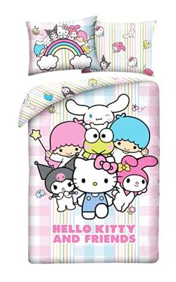 Hello Kitty Dekbedovertrek 140x200 cm - 70x90 cm - roze -Polyester