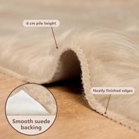 VidaXL Nep schapenvacht tapijt tafalla beige 120 x 170 cm polyester - thumbnail