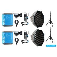 Nanlite FC-120B LED Bi-color Spot Light dual kit (with light stand and softbox) - thumbnail