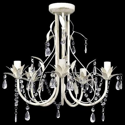 Kristallen kroonluchter met wit elegant design (5 lampen) Kristallen kroonluchter met wit elegant design (5 lampen)