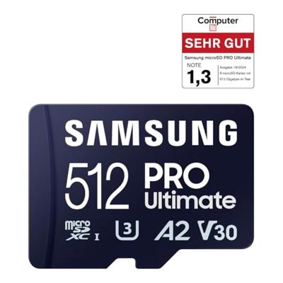 Samsung Pro Ultimate 512GB + SD-adapter Micro SD-kaart Blauw