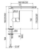 Wastafelmengkraan Loft Tres 20020501 17cm - thumbnail