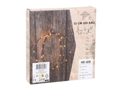 Svenska Living Bal zwart 15cm 40led timer op batterij