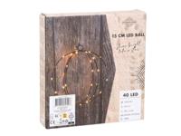Svenska Living Bal zwart 15cm 40led timer op batterij - thumbnail