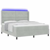Boxspringbed met matras met LED Lichtgrijs 180 x 200 cm Fluweel - thumbnail