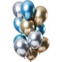 Chrome Ballonnen Sapphire Premium 33cm - 12 Stuks - thumbnail