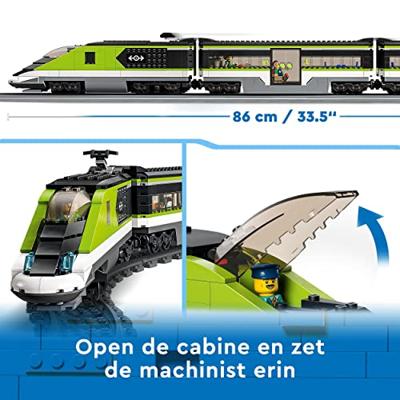 LEGO 60337 City Express-passagierstrein, locomotief speelgoed met afstandsbediening, koplampen, rails, voedselwagen, vanaf 7 jaar