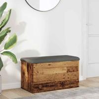 Opbergbankje 82x42x45 cm bewerkt hout oud houtkleurig - thumbnail