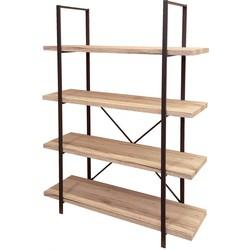 Gebor - Industriële Stellingkast Jim – 4 Planken – 100x33x140cm - Wandkast – Open Boekenkast – Woonkamerkast –