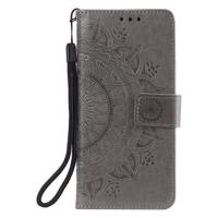 Shop4 - Xiaomi Redmi Note 9 Hoesje - Wallet Case Mandala Patroon Grijs - thumbnail