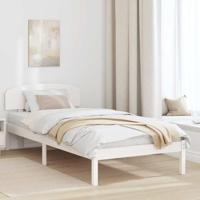 Bedframe met hoofdeinde Wit 100 x 200 cm Massief grenenhout - thumbnail