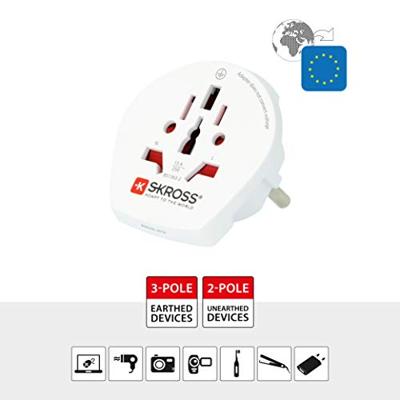 Reisadapter Wereld-naar-Europa Geaard - thumbnail