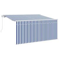 VidaXL Inklapbaar zonnescherm blauw en wit 300 x 200 cm - thumbnail