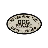 Gietijzeren "let niet op de hond, pas op voor de eigenaar"-plaatje - thumbnail