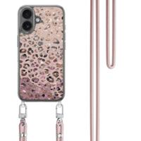 iPhone 17 hoesje met rosegoud koord - Rosé Leopard - thumbnail