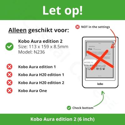 Lunso - Kobo Aura Edition 2 hoes (6 inch) - Vegan Saffiano Leren sleep cover - Vermeer Melkmeisje