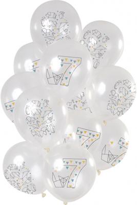 Folat Ballonnen origami cijfer 7 jaar 30 cm set van 12 | 24 stuks