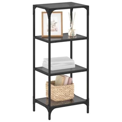 VidaXL Opbergrek met zwart glazen blad 40x30x95 cm staal