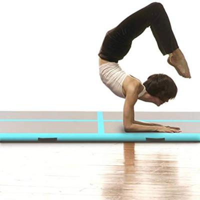 Gymnastiekmat met pomp opblaasbaar 700x100x10 cm PVC groen - thumbnail