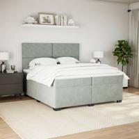 Boxspring met matras fluweel lichtgrijs 200x200 cm - thumbnail