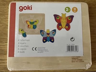 Goki houten 3-lagen puzzel vlinder