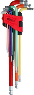 KS Tools 151.3222 Inbus Haakse schroevendraaierset 1.5 mm, 2 mm, 2.5 mm, 3 mm, 4 mm, 5 mm, 6 mm, 8 mm, 10 mm 9-delig