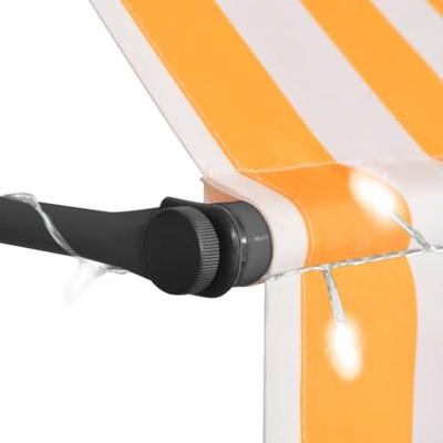 VidaXL Luifel handmatig uitschuifbaar met led 250 cm wit en oranje