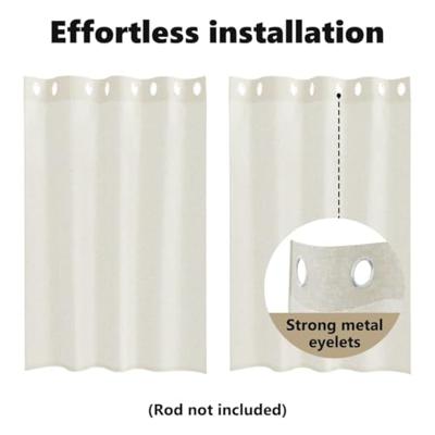 Voile Gordijn met gordijnen 2 pcs Crème 140 x 140 cm Polyester