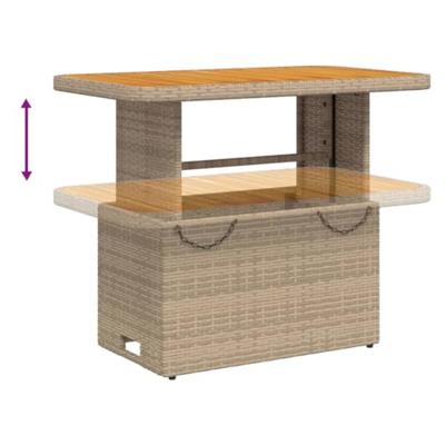 5-delige Loungeset met kussens poly rattan beige
