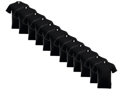 12 Zwarte Fruit of the Loom Heren T-shirts - Ronde hals 12 Zwarte Fruit of the Loom Heren T-shirts - Ronde hals