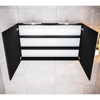 Spiegelkast BWS Cube 120x70x16 cm Mat Zwart Urban (2 deuren) Spiegelkast BWS Cube 120x70x16 cm Mat Zwart Urban (2 deuren)