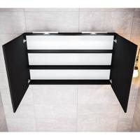 Spiegelkast BWS Cube 120x70x16 cm Mat Zwart Urban (2 deuren) - thumbnail