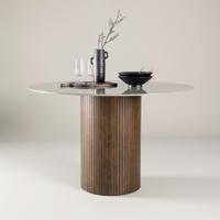 Nohr Ronde Eettafel 'Audrin' Glas met marmerlook, 120cm - thumbnail