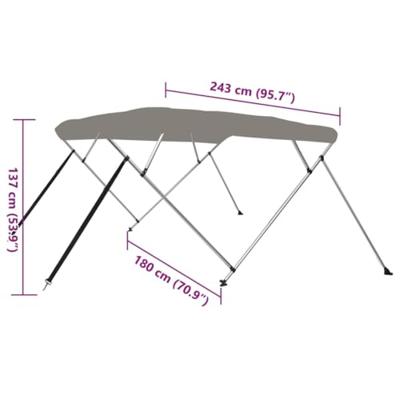 Biminitop 4 bogen 239x184x131 cm grijs Biminitop 4 bogen 239x184x131 cm grijs