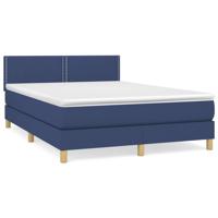 Boxspring met matras stof blauw 140x200 cm - thumbnail
