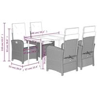 5-delige Tuinset met kussens poly rattan bruin - thumbnail