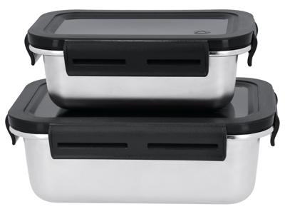 SILVERCREST Rvs vershoudbakjes (Rechthoekig, Zilver/zwart)