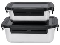 SILVERCREST Rvs vershoudbakjes (Rechthoekig, Zilver/zwart) - thumbnail