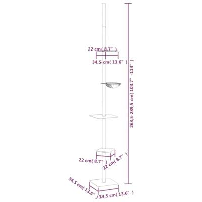 VidaXL Kattenmeubel vloer tot plafond 263,5-289,5 cm donkergrijs