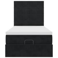 Ottoman bed met matrassen 80x200cm fluweel zwart - thumbnail