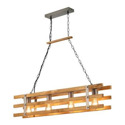 Trio Hanglamp Khan L 100 Cm Hout - Mat Chroom Trio Hanglamp Khan L 100 Cm Hout - Mat Chroom