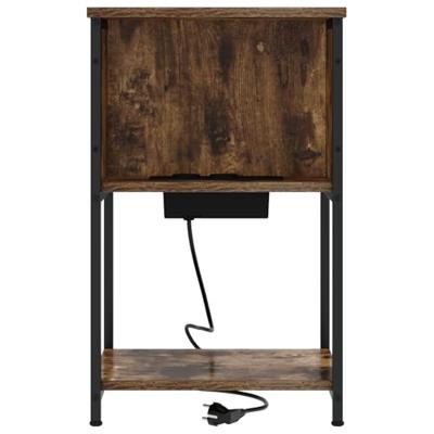 Nachtkastje Gerookt eiken 38 x 31 x 61 cm Bewerkt hout Nachtkastje Gerookt eiken 38 x 31 x 61 cm Bewerkt hout