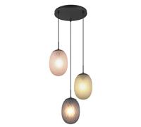 Trio 3-lichts hanglampFacette met geribbeld gekleurd glas - 364230317 - thumbnail