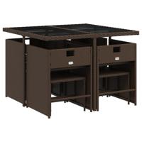 9-delige Tuinset met kussens poly rattan bruin - thumbnail