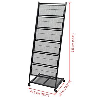 VidaXL Tijdschriftenrek zwart 47,5x43x133 cm a4 VidaXL Tijdschriftenrek zwart 47,5x43x133 cm a4
