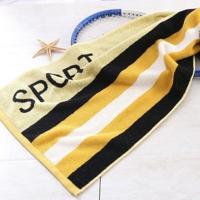 Gestreepte katoenen verdikking fitness handdoek (geel) - thumbnail