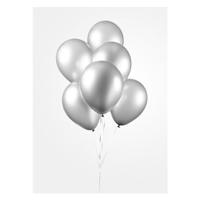 Globos Ballonnen metallic zilver 30cm, 10st. - thumbnail