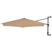 VidaXL Wandparasol met metalen paal 300 cm taupe - thumbnail