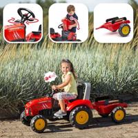 FALK - Rode pedaaltractor met supercharger inclusief openingskap en trailer - thumbnail