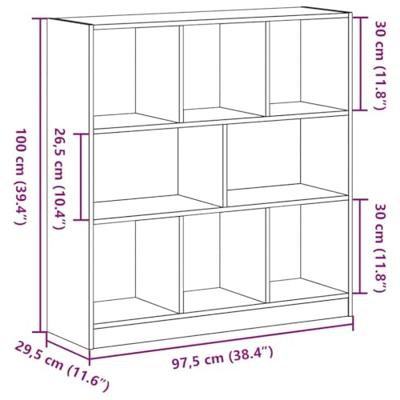 Boekenkast 97,5x29,5x100 cm spaanplaat zwart eikenkleurig